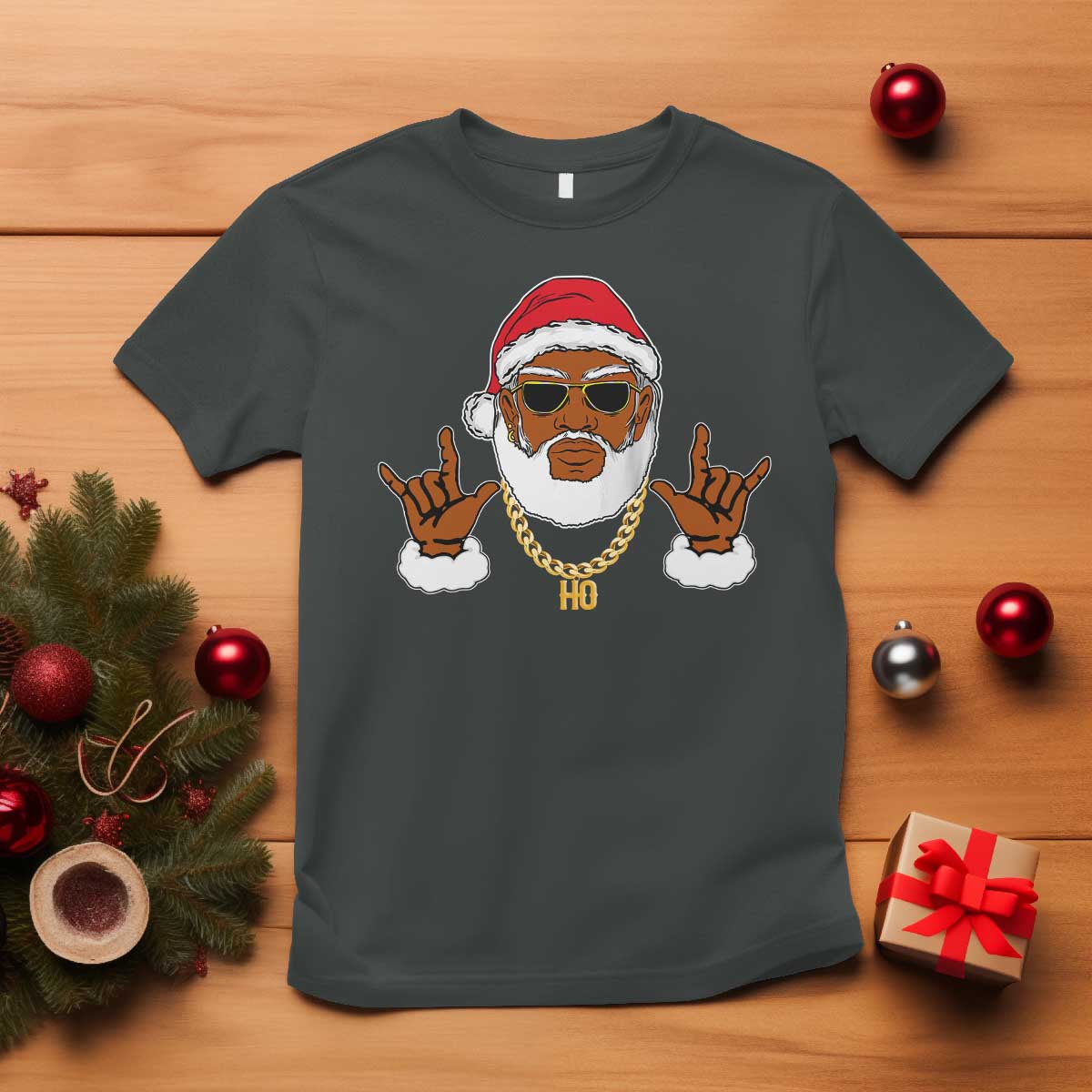 Funny Christmas Santa T Shirt Black Hip Hop Santa African American Santa Rapper Fan
