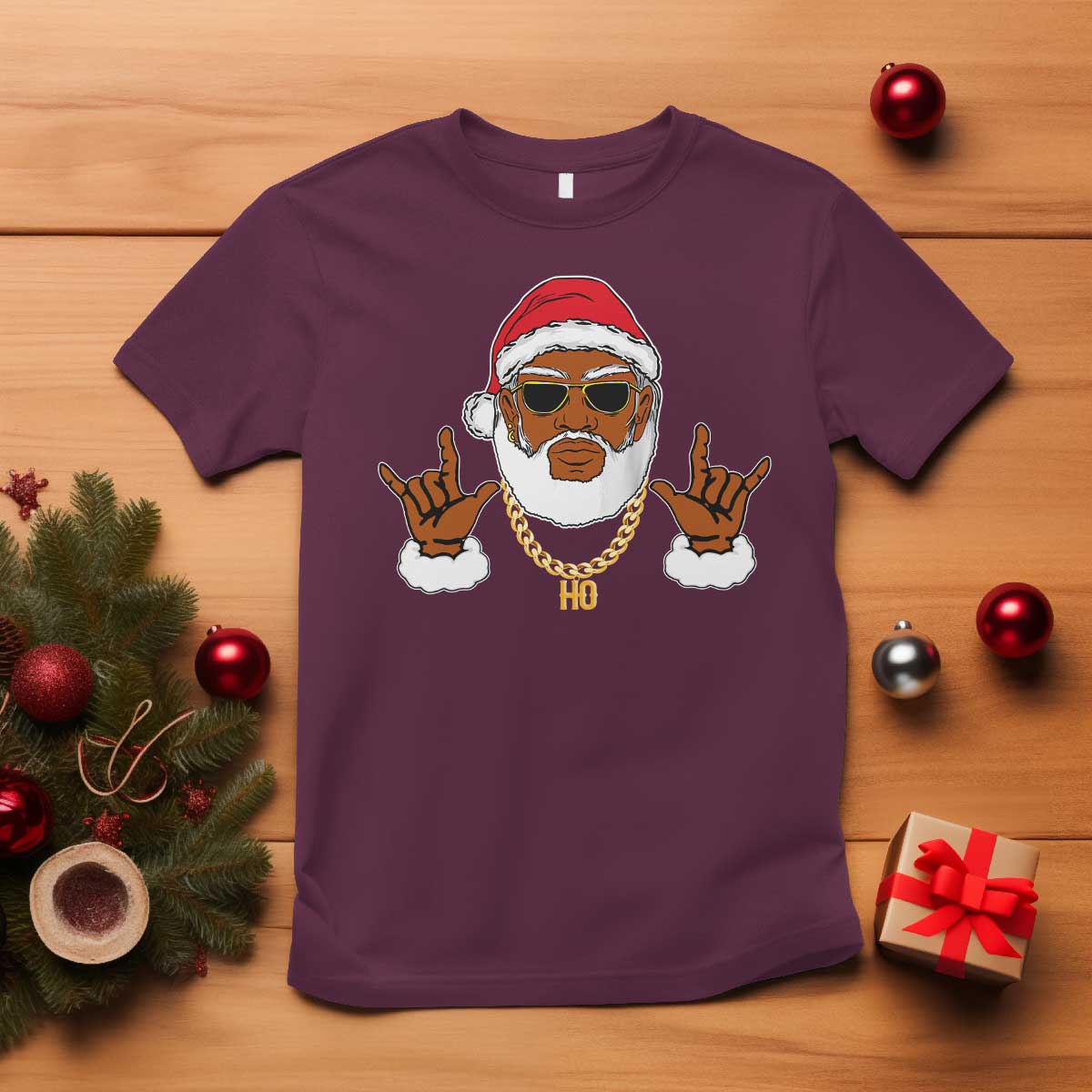 Funny Christmas Santa T Shirt Black Hip Hop Santa African American Santa Rapper Fan