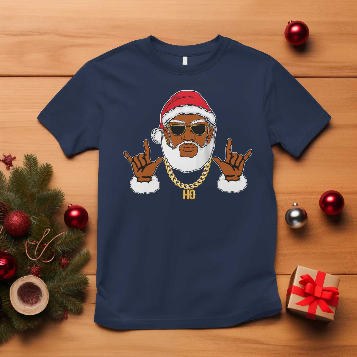 Funny Christmas Santa T Shirt Black Hip Hop Santa African American Santa Rapper Fan