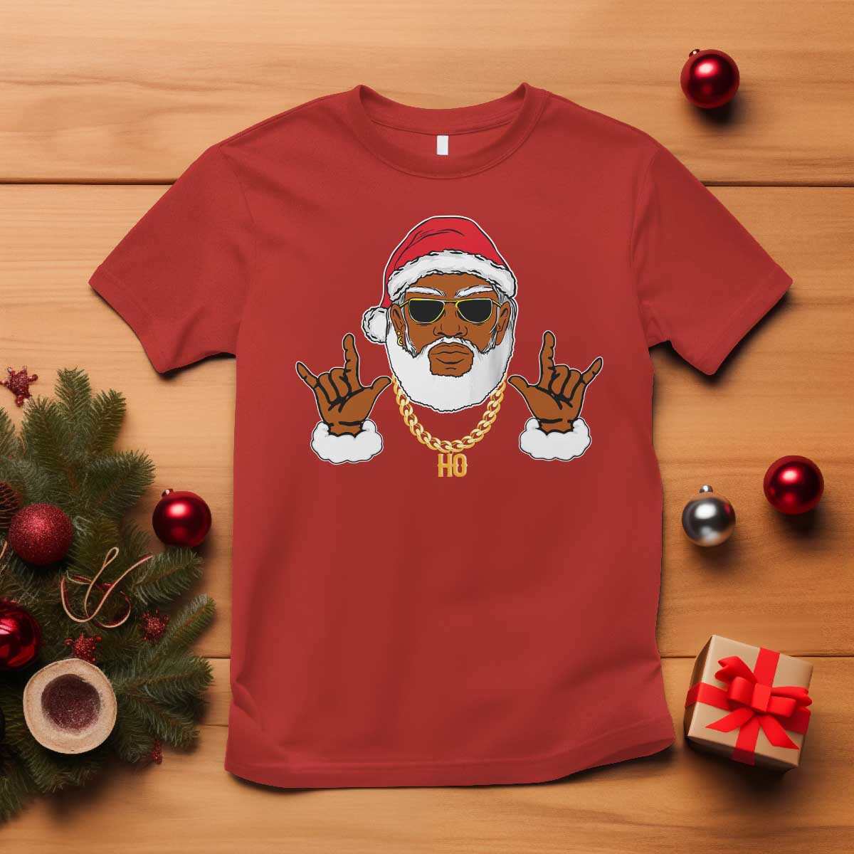 Funny Christmas Santa T Shirt Black Hip Hop Santa African American Santa Rapper Fan