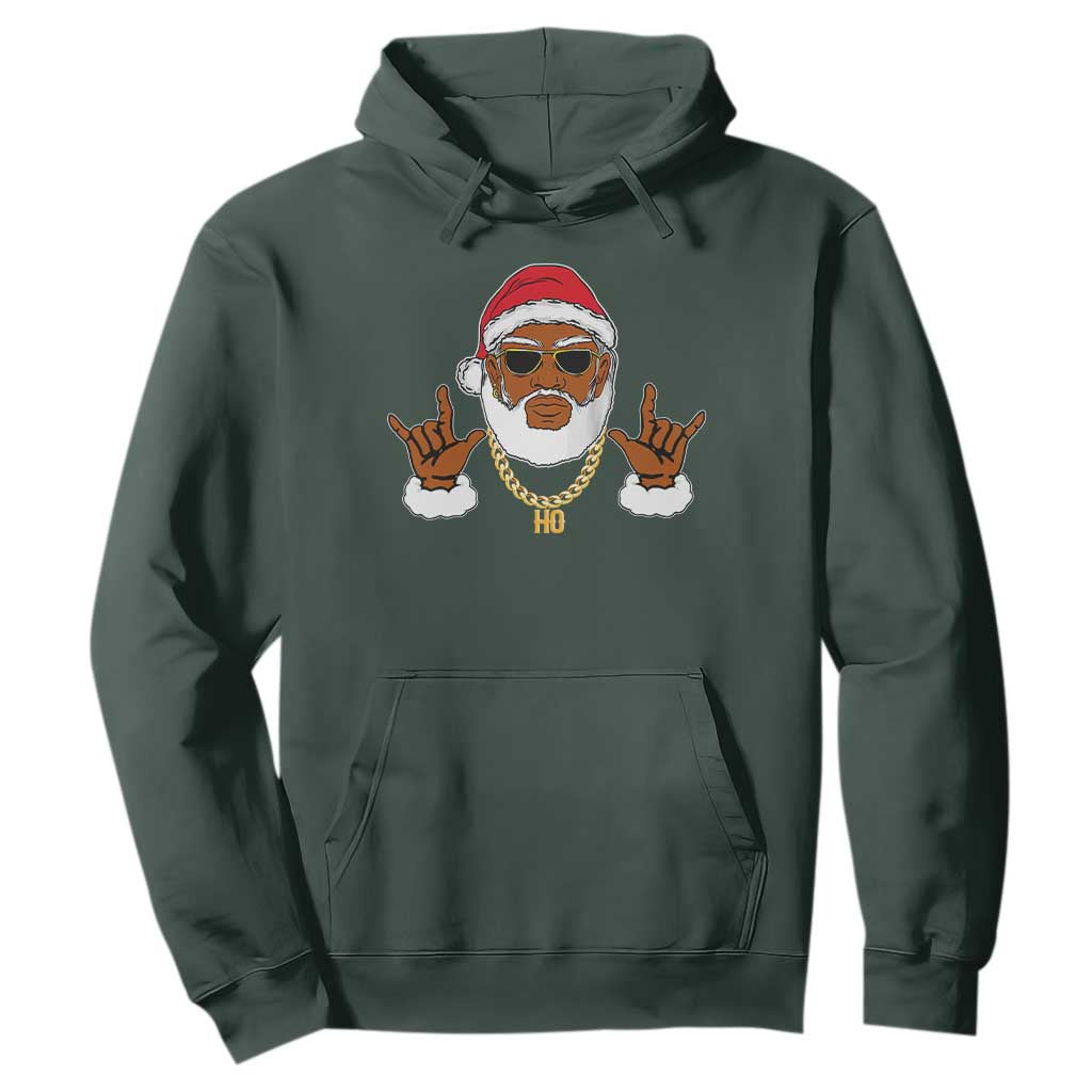Funny Christmas Santa Hoodie Black Hip Hop Santa African American Santa Rapper Fan