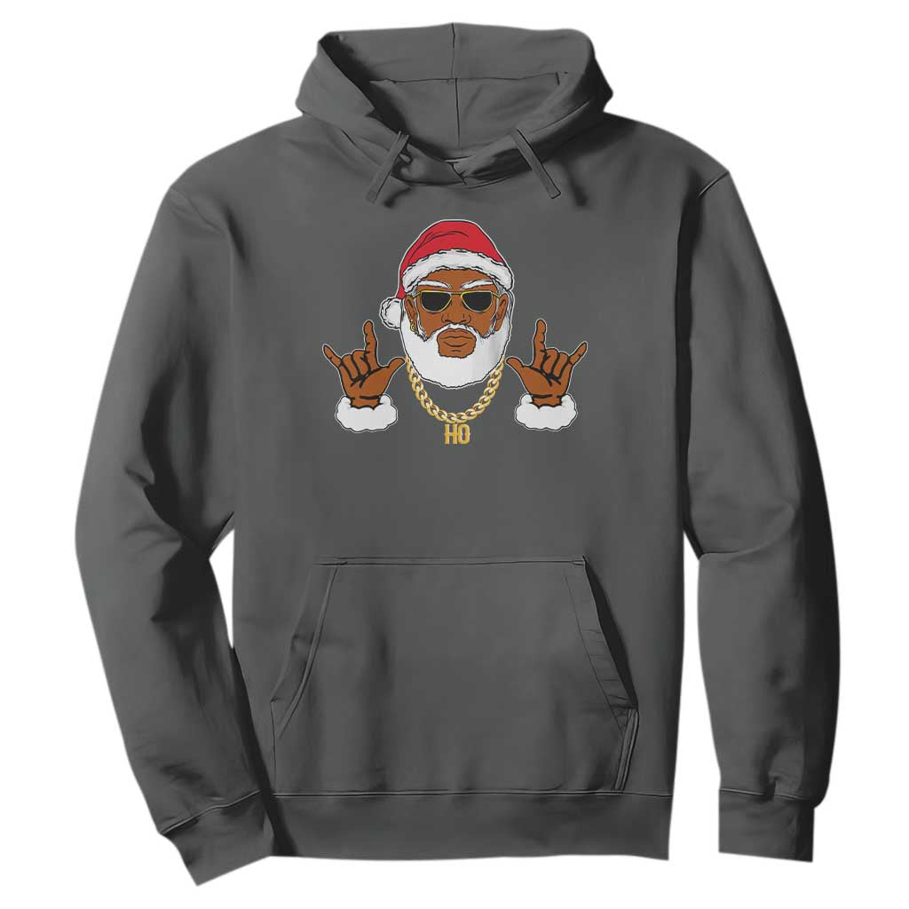 Funny Christmas Santa Hoodie Black Hip Hop Santa African American Santa Rapper Fan