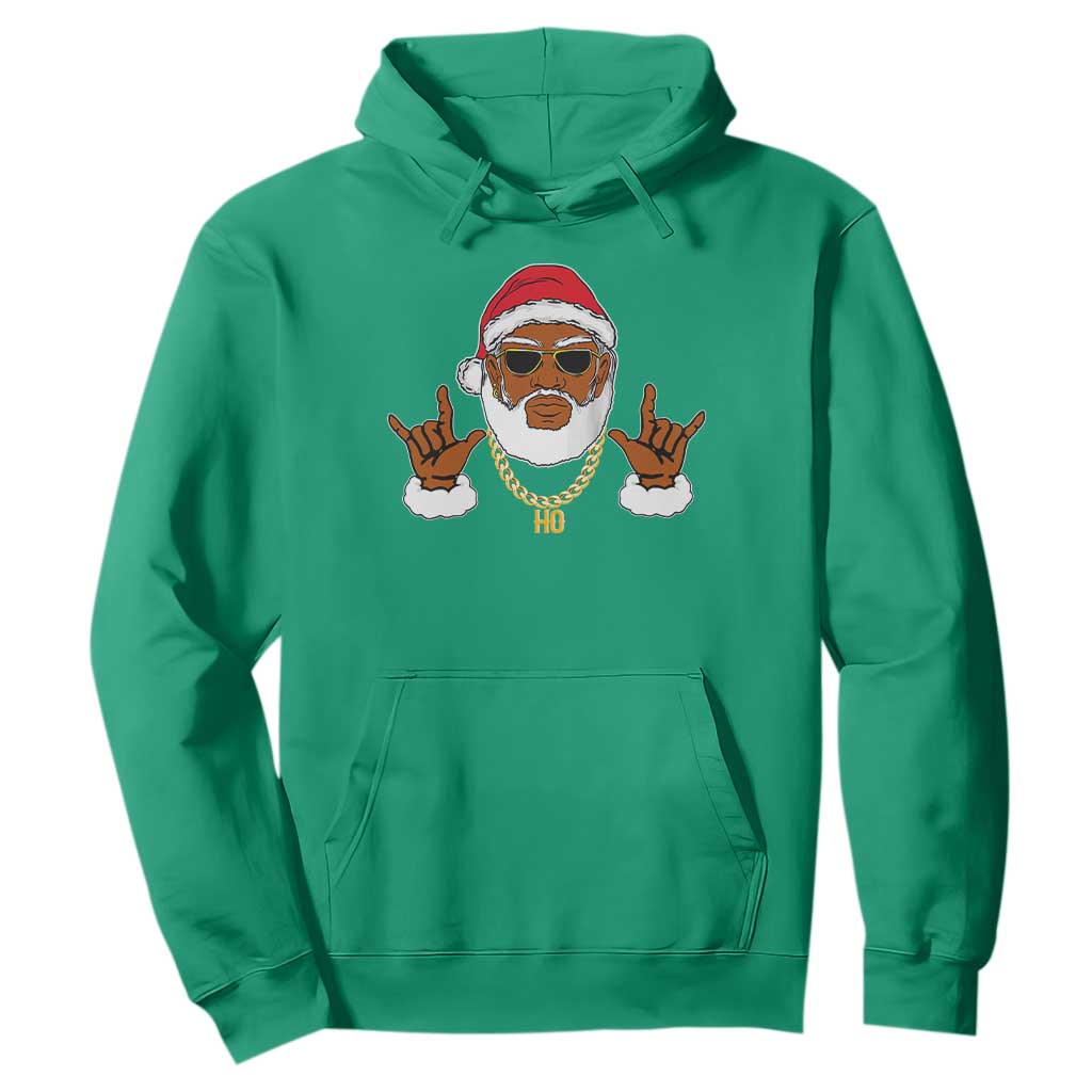 Funny Christmas Santa Hoodie Black Hip Hop Santa African American Santa Rapper Fan