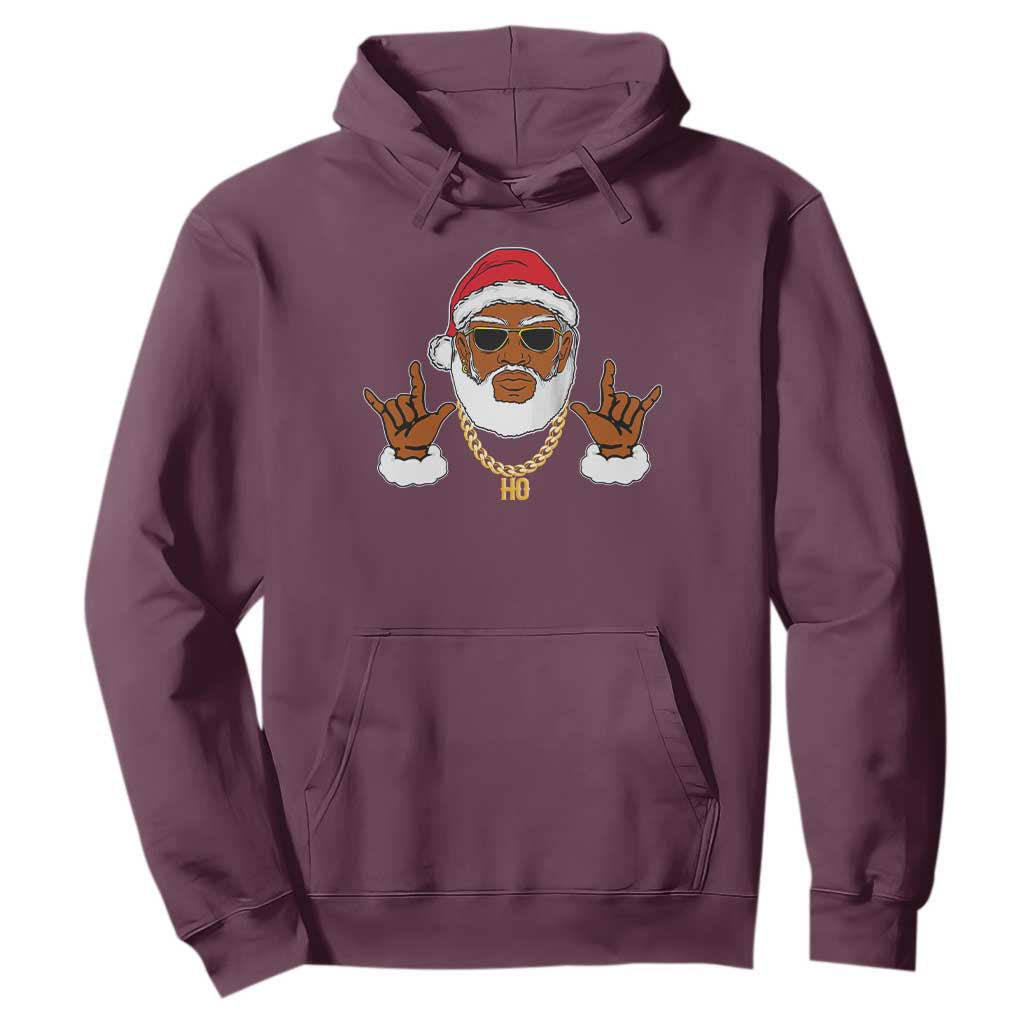 Funny Christmas Santa Hoodie Black Hip Hop Santa African American Santa Rapper Fan