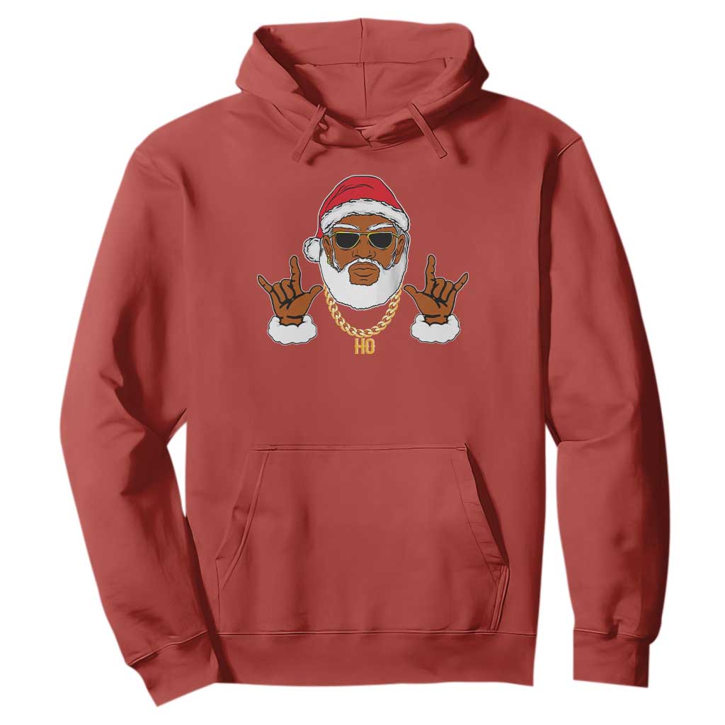 Funny Christmas Santa Hoodie Black Hip Hop Santa African American Santa Rapper Fan