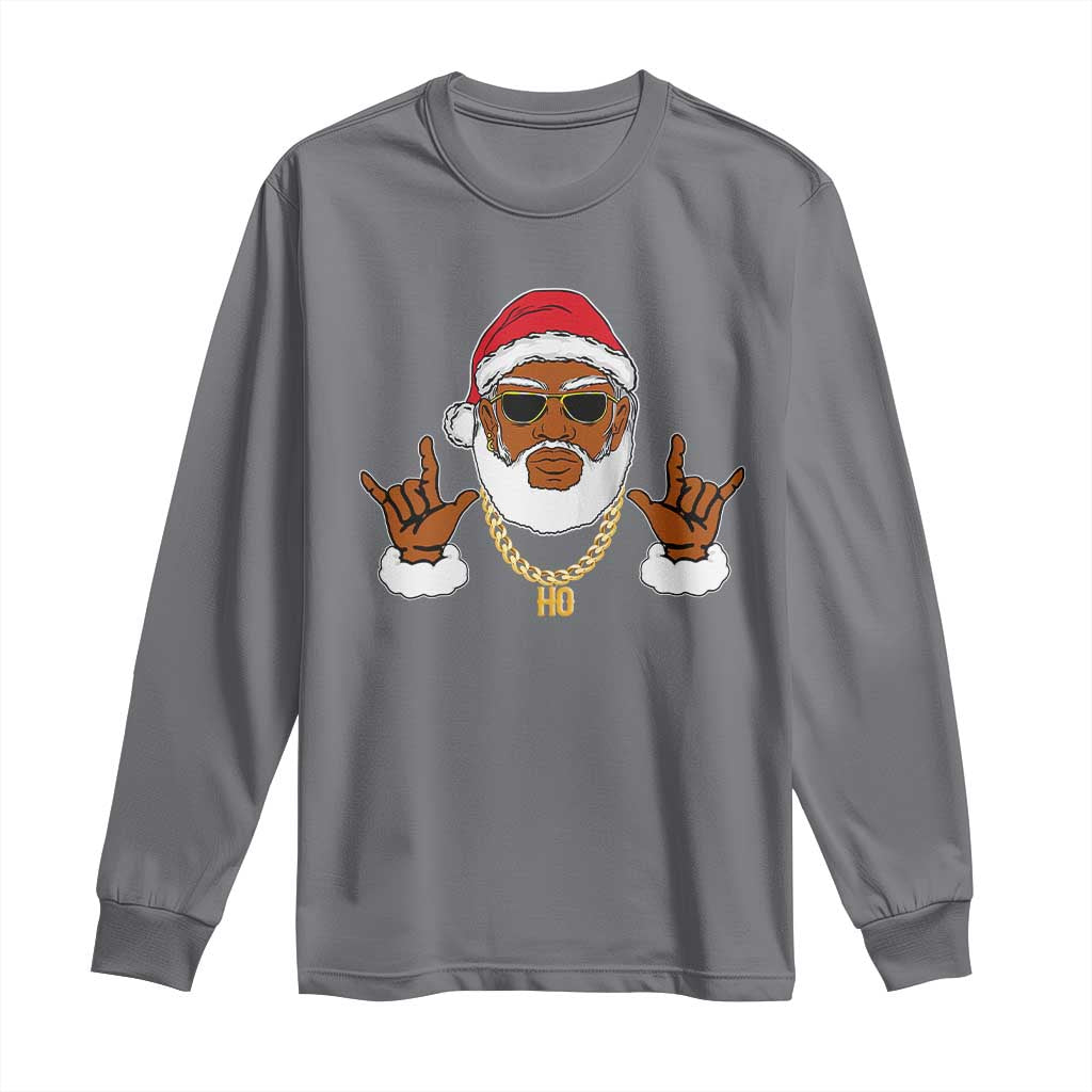 Funny Christmas Santa Long Sleeve Shirt Black Hip Hop Santa African American Santa Rapper Fan