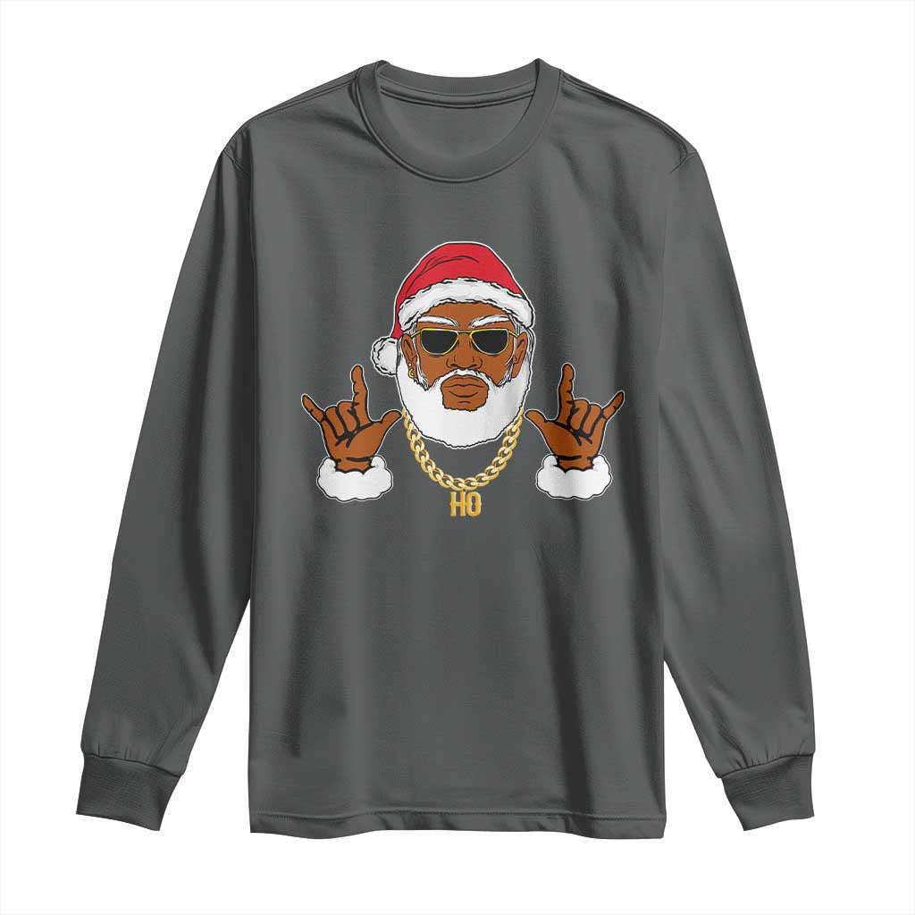 Funny Christmas Santa Long Sleeve Shirt Black Hip Hop Santa African American Santa Rapper Fan