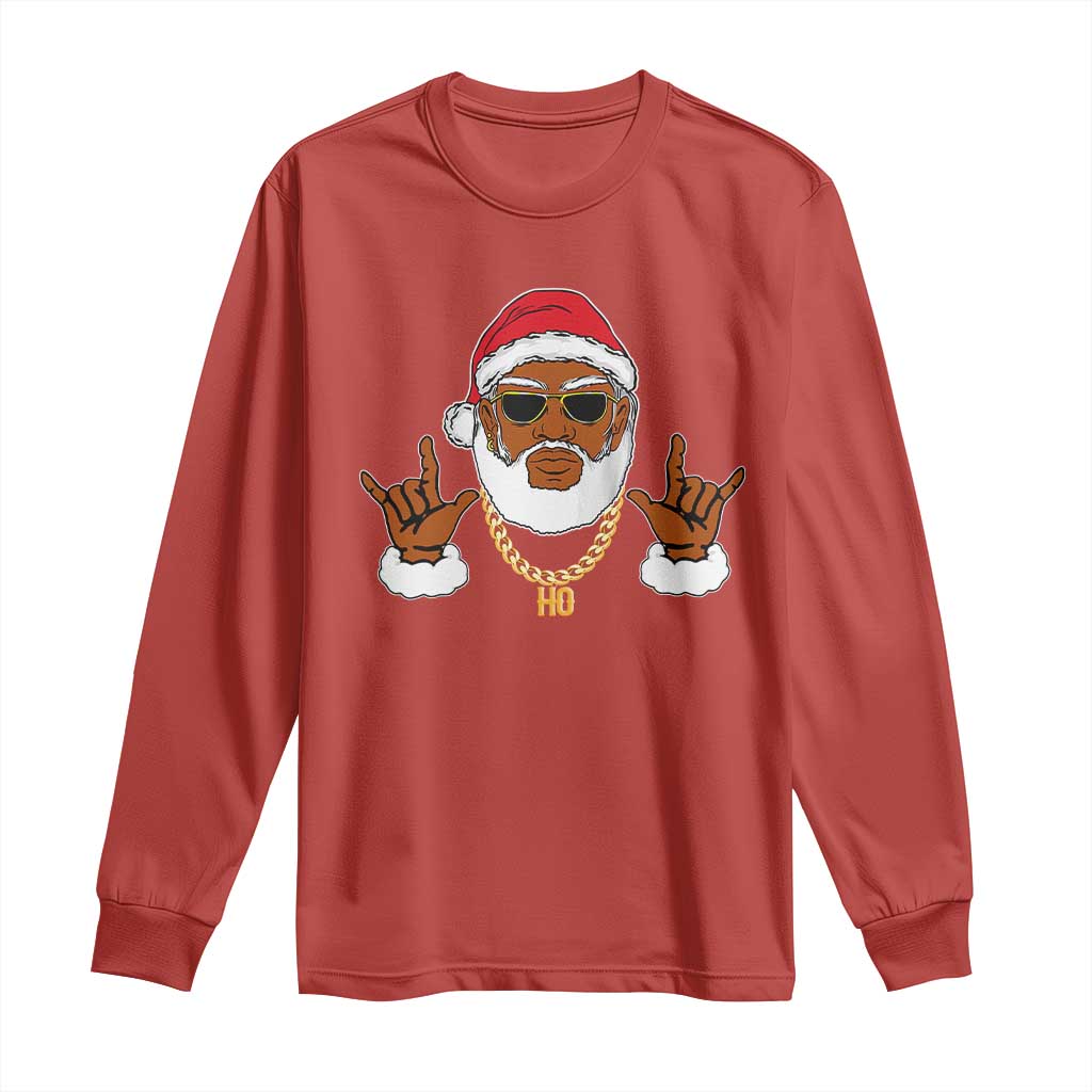 Funny Christmas Santa Long Sleeve Shirt Black Hip Hop Santa African American Santa Rapper Fan
