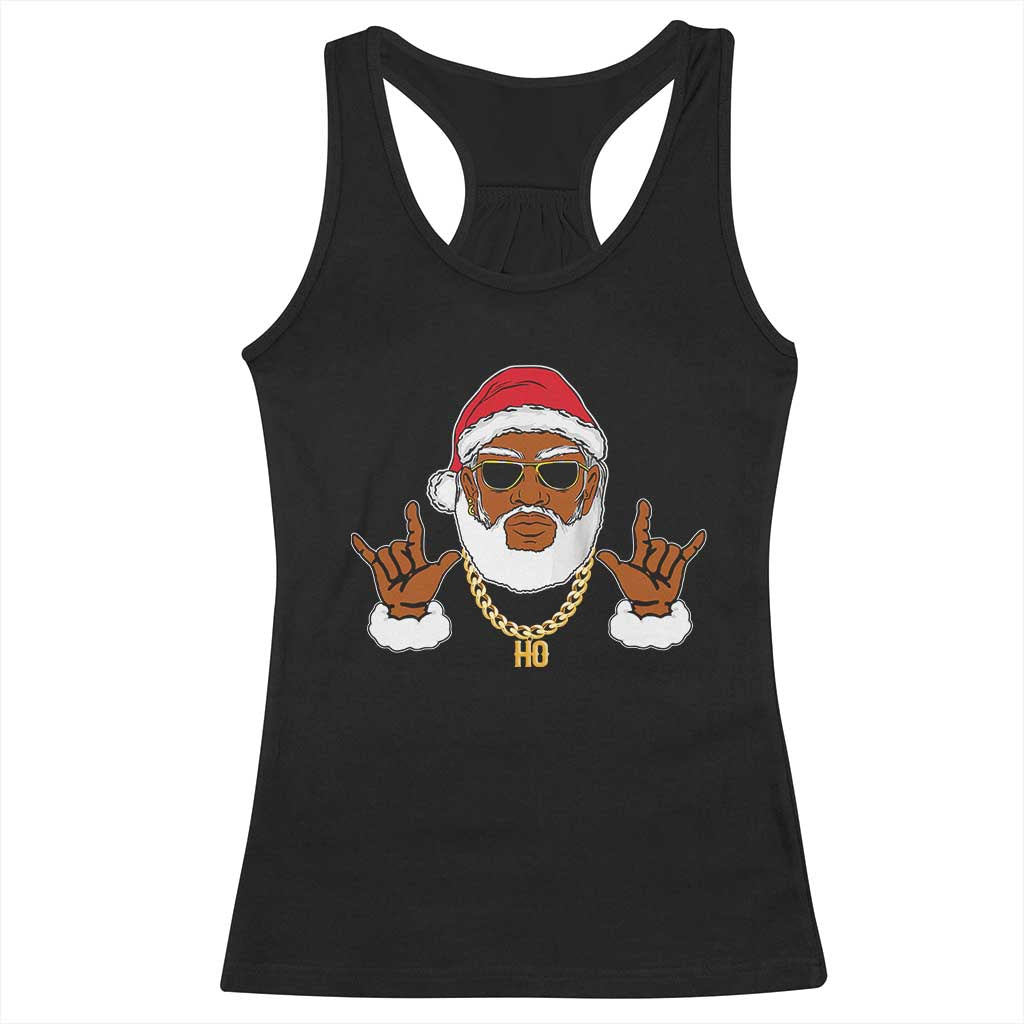 Funny Christmas Santa Racerback Tank Top Black Hip Hop Santa African American Santa Rapper Fan