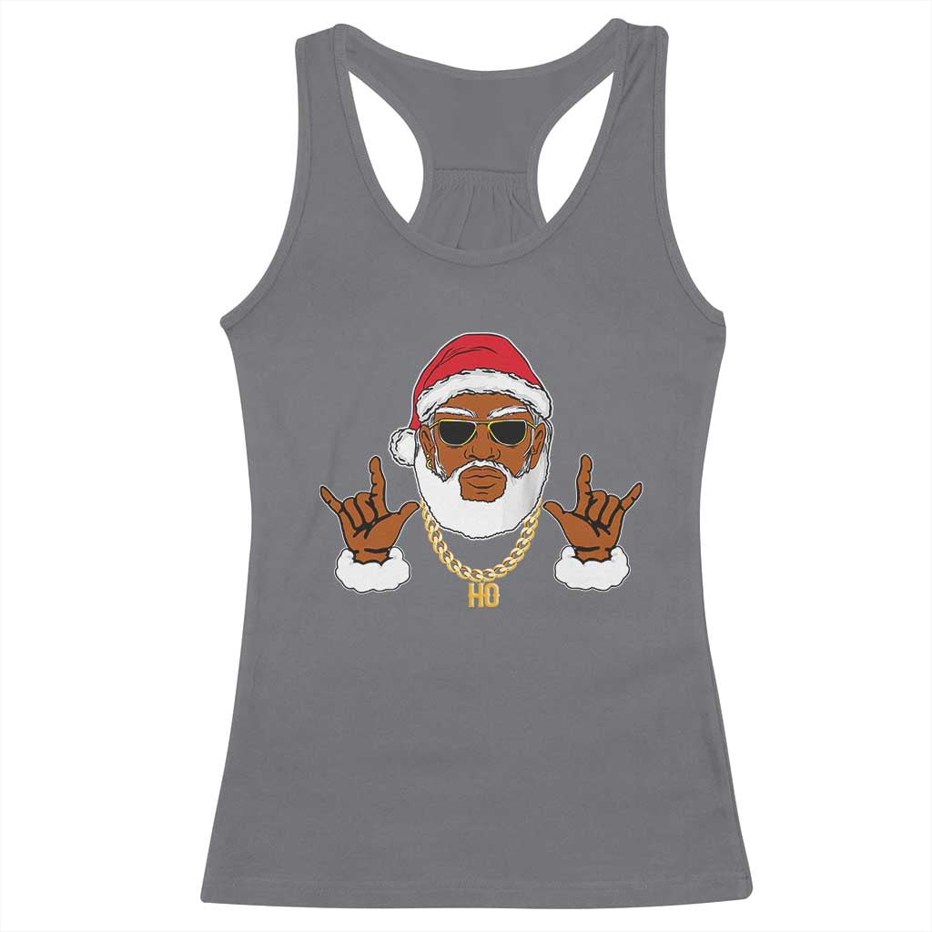 Funny Christmas Santa Racerback Tank Top Black Hip Hop Santa African American Santa Rapper Fan