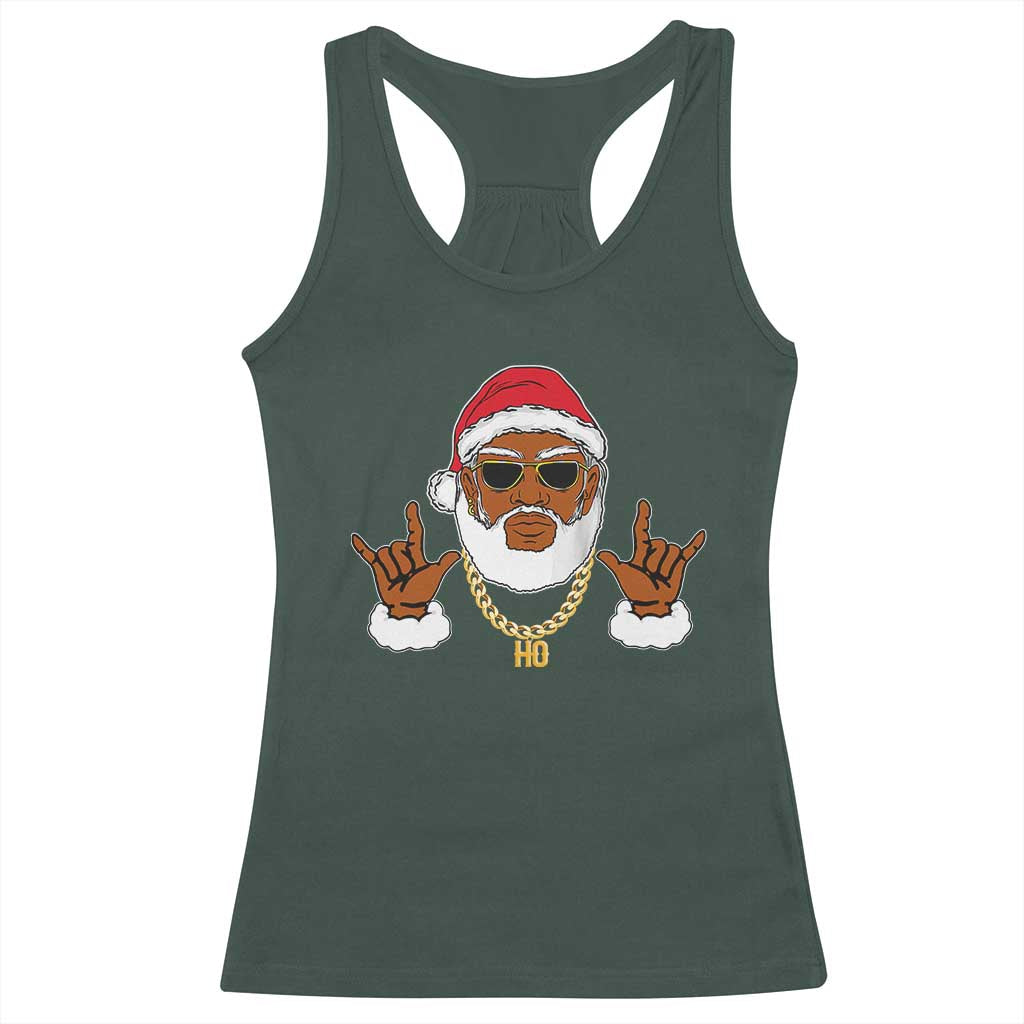 Funny Christmas Santa Racerback Tank Top Black Hip Hop Santa African American Santa Rapper Fan