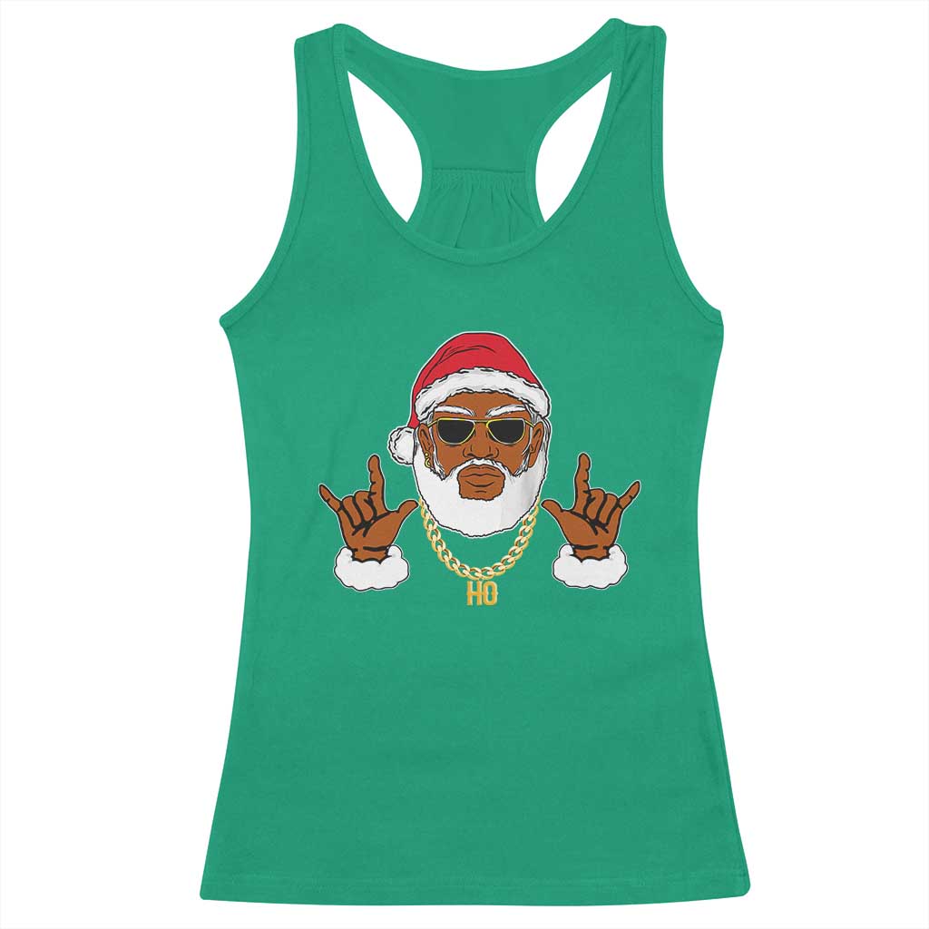 Funny Christmas Santa Racerback Tank Top Black Hip Hop Santa African American Santa Rapper Fan