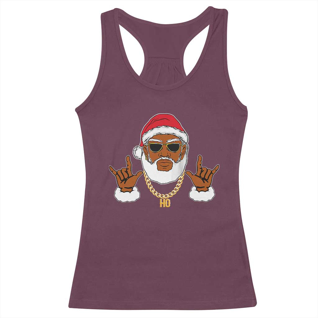 Funny Christmas Santa Racerback Tank Top Black Hip Hop Santa African American Santa Rapper Fan