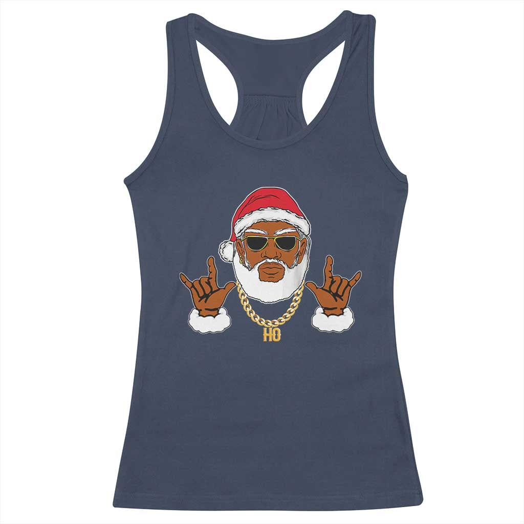 Funny Christmas Santa Racerback Tank Top Black Hip Hop Santa African American Santa Rapper Fan
