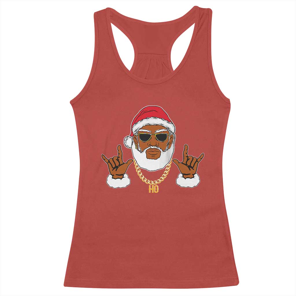Funny Christmas Santa Racerback Tank Top Black Hip Hop Santa African American Santa Rapper Fan