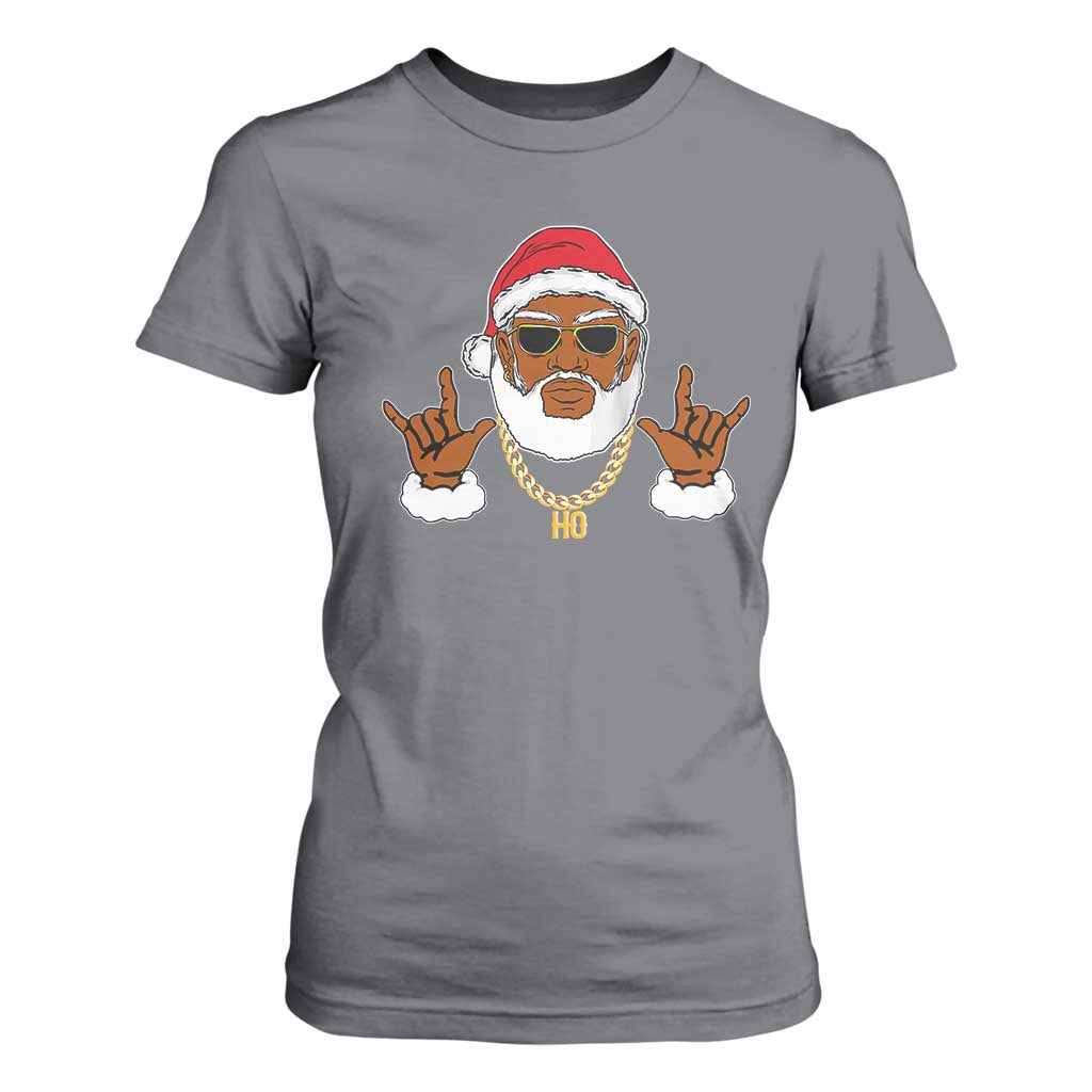 Funny Christmas Santa T Shirt For Women Black Hip Hop Santa African American Santa Rapper Fan