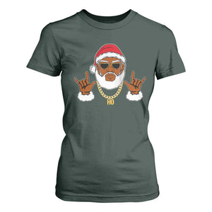 Funny Christmas Santa T Shirt For Women Black Hip Hop Santa African American Santa Rapper Fan
