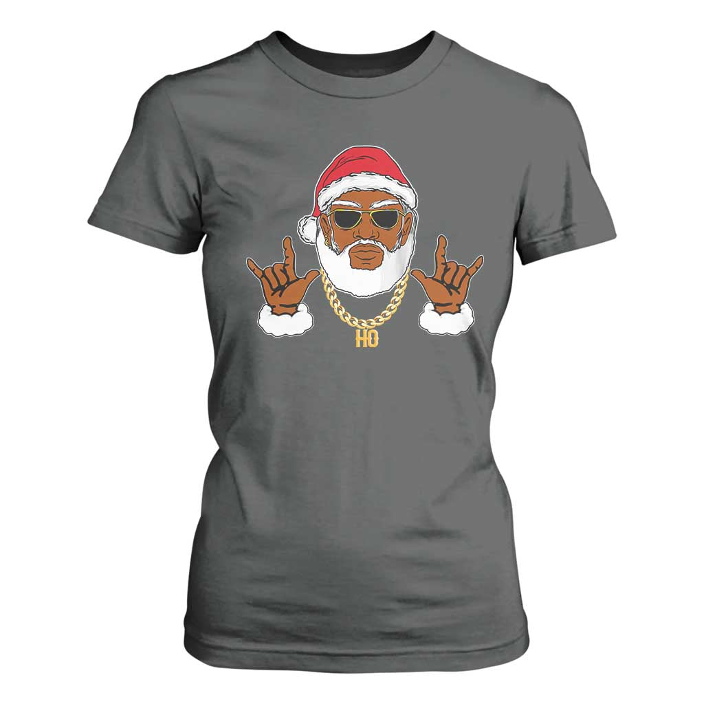Funny Christmas Santa T Shirt For Women Black Hip Hop Santa African American Santa Rapper Fan