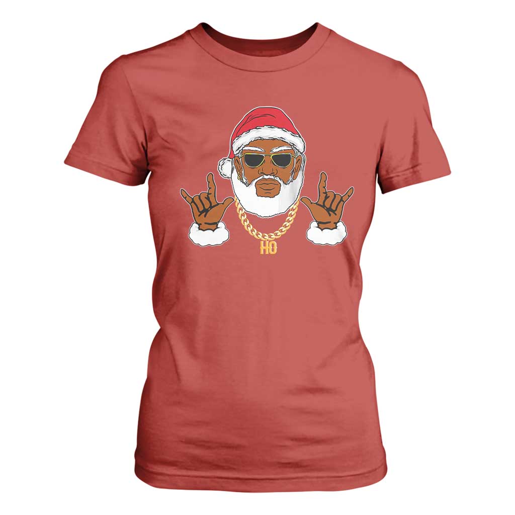 Funny Christmas Santa T Shirt For Women Black Hip Hop Santa African American Santa Rapper Fan