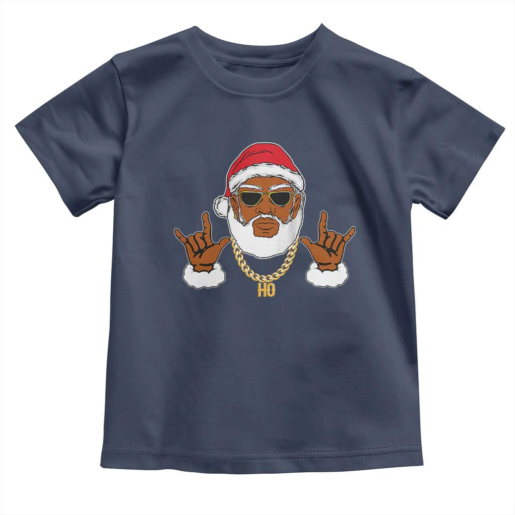 Funny Christmas Santa Toddler T Shirt Black Hip Hop Santa African American Santa Rapper Fan