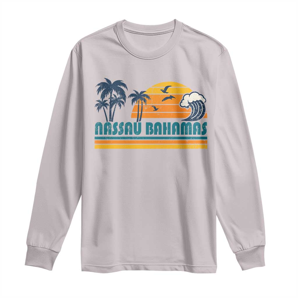 Vintage Nassau Long Sleeve Shirt Bahamas Vacation Beach Summer Retro Sunset - African Pride