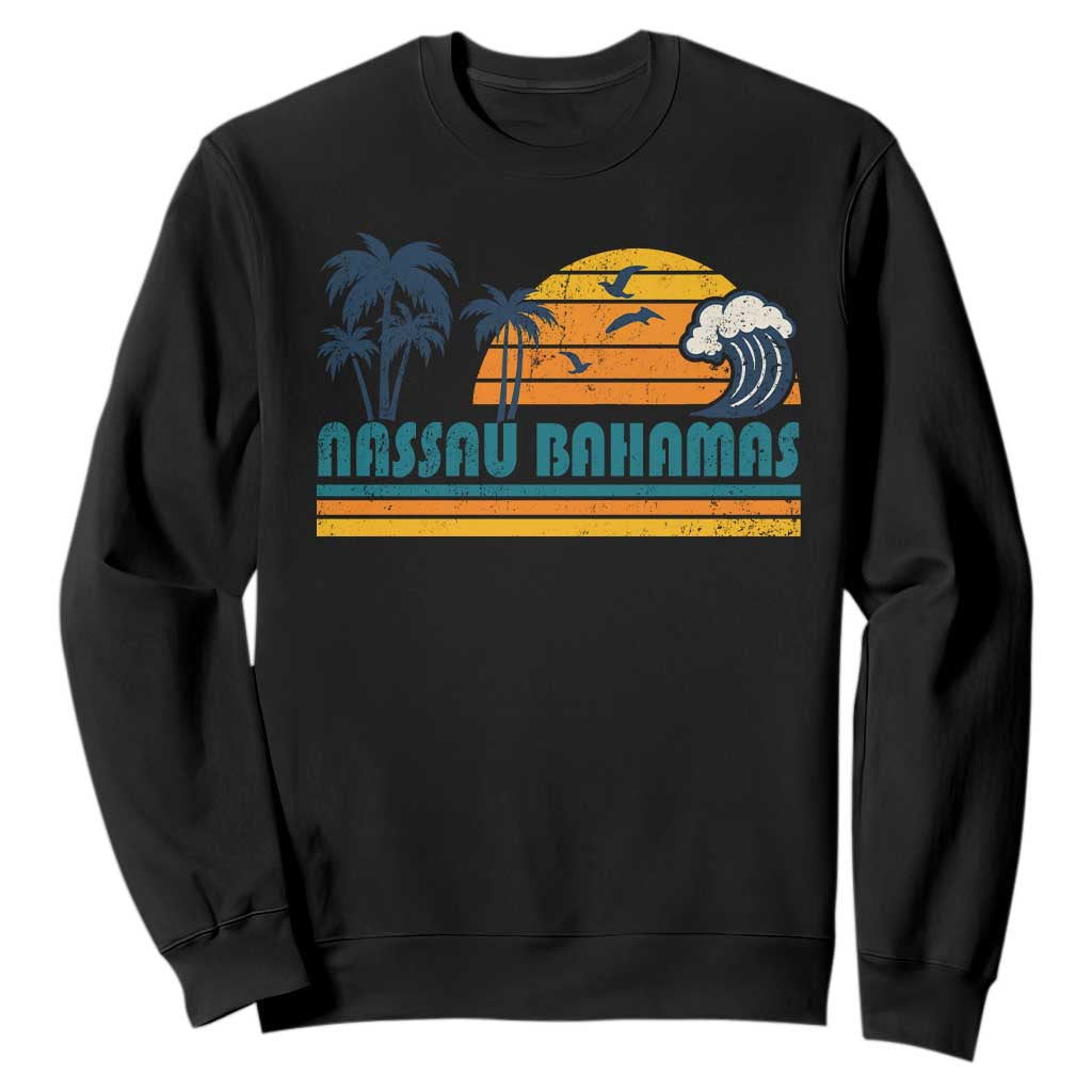 Vintage Nassau Sweatshirt Bahamas Vacation Beach Summer Retro Sunset - African Pride