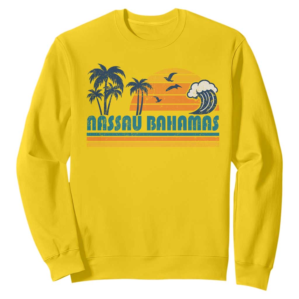 Vintage Nassau Sweatshirt Bahamas Vacation Beach Summer Retro Sunset - African Pride