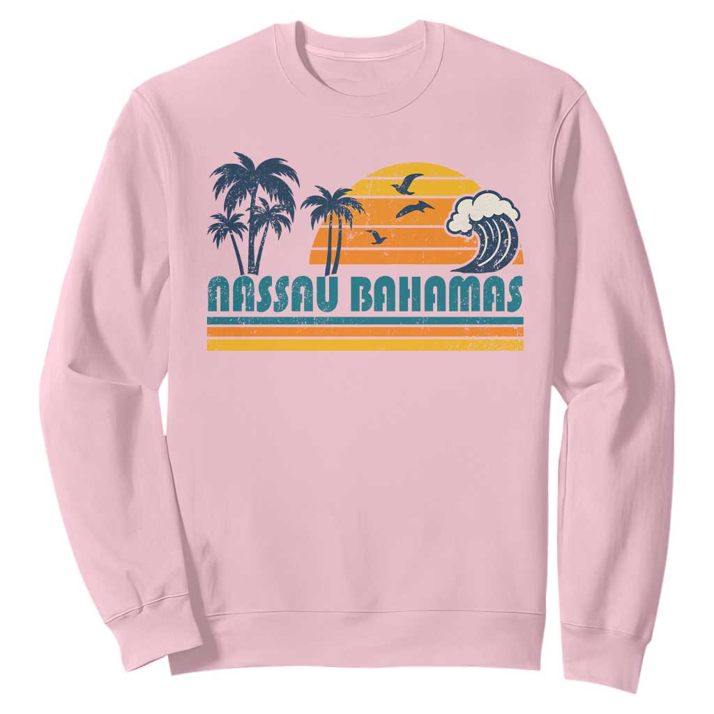 Vintage Nassau Sweatshirt Bahamas Vacation Beach Summer Retro Sunset - African Pride