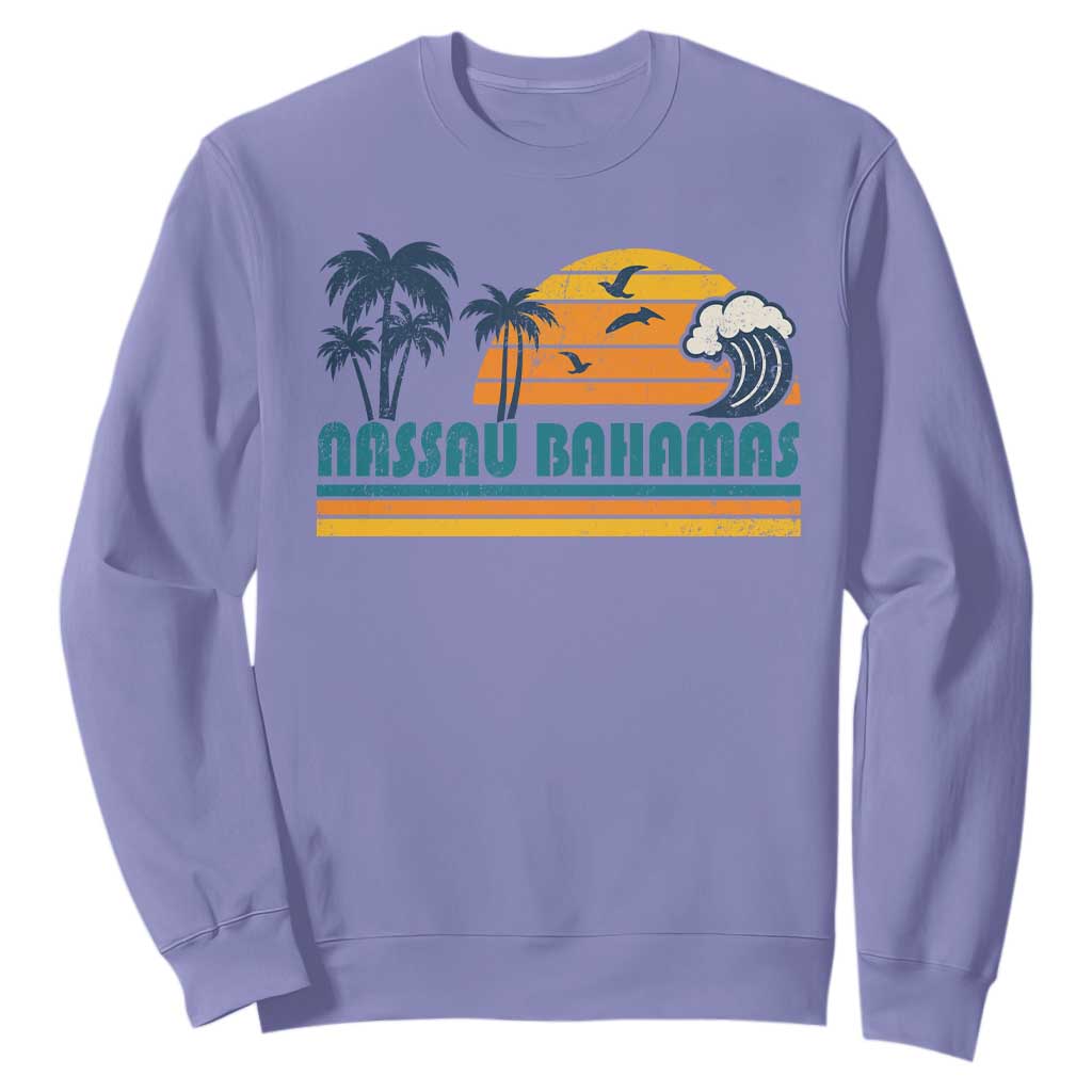 Vintage Nassau Sweatshirt Bahamas Vacation Beach Summer Retro Sunset - African Pride