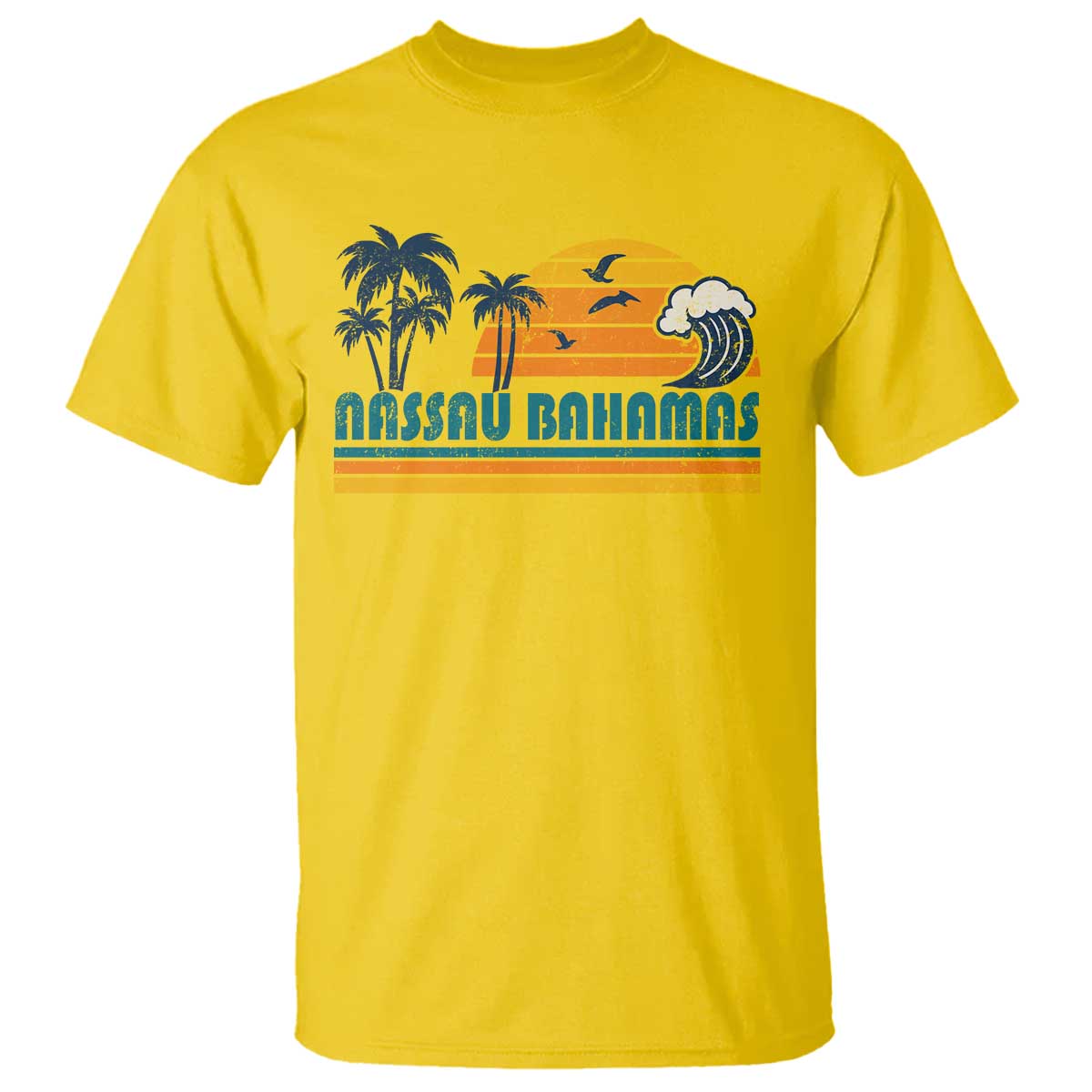 Vintage Nassau T Shirt Bahamas Vacation Beach Summer Retro Sunset - African Pride