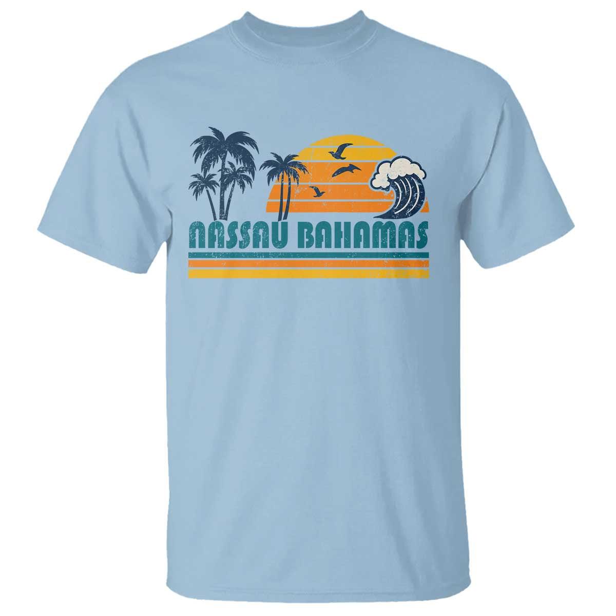 Vintage Nassau T Shirt Bahamas Vacation Beach Summer Retro Sunset - African Pride