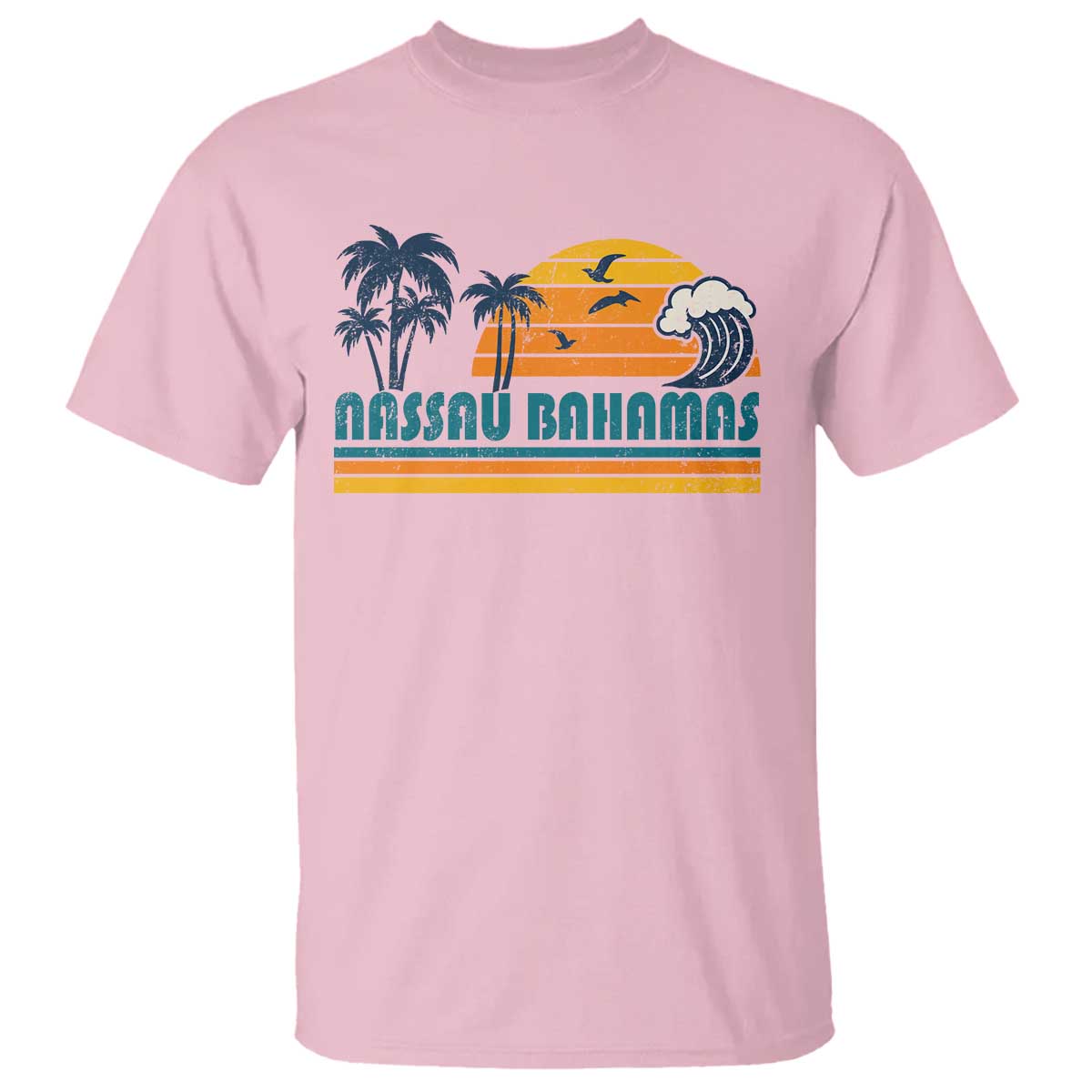 Vintage Nassau T Shirt Bahamas Vacation Beach Summer Retro Sunset - African Pride