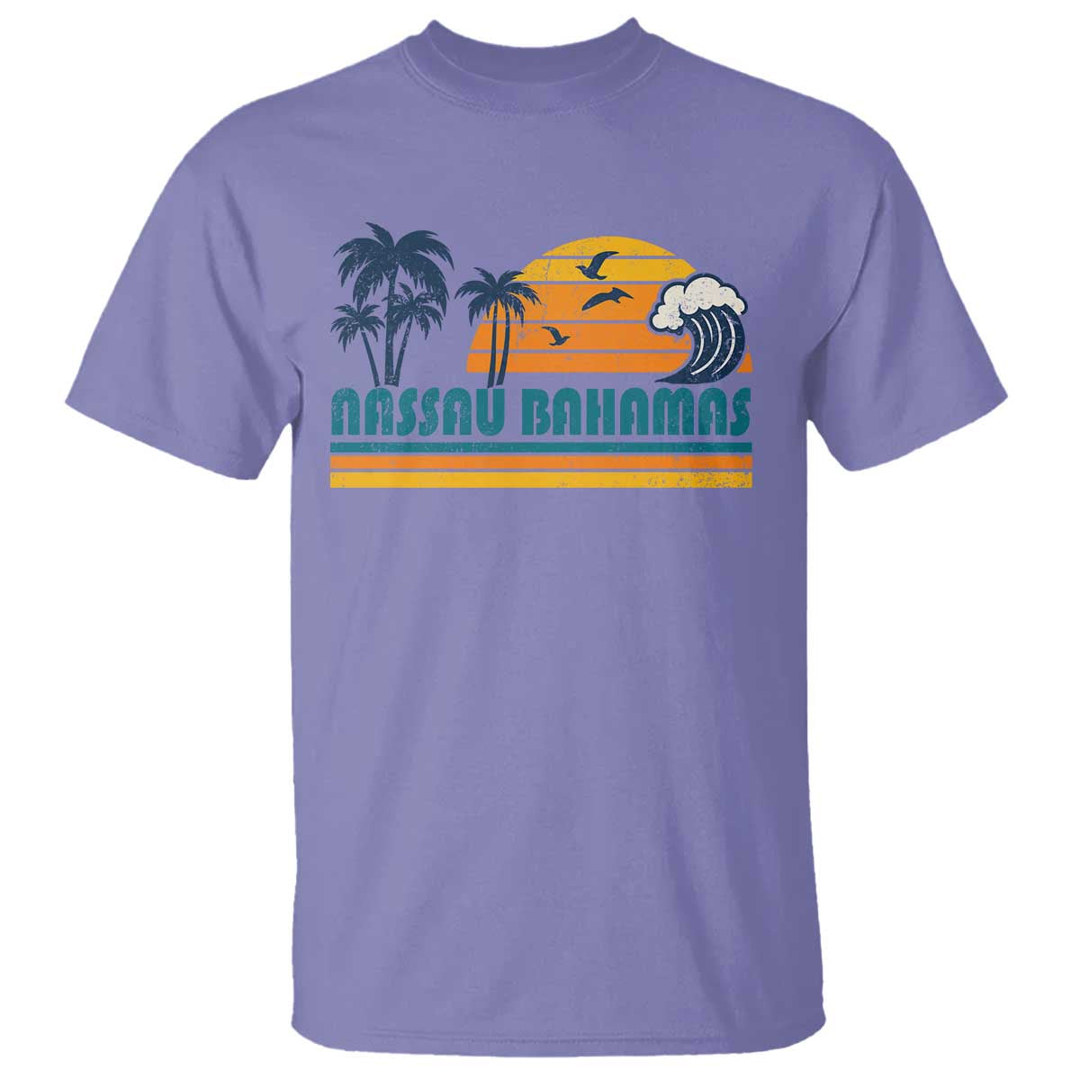 Vintage Nassau T Shirt Bahamas Vacation Beach Summer Retro Sunset - African Pride