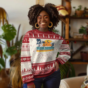 Vintage Nassau Knit Sweatshirt Bahamas Vacation Beach Summer Retro Sunset - African Pride