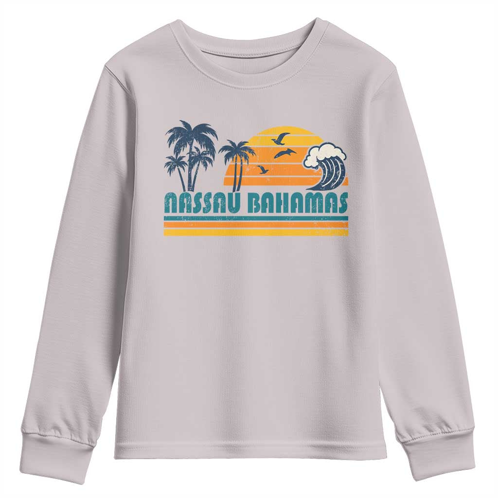 Vintage Nassau Youth Sweatshirt Bahamas Vacation Beach Summer Retro Sunset - African Pride