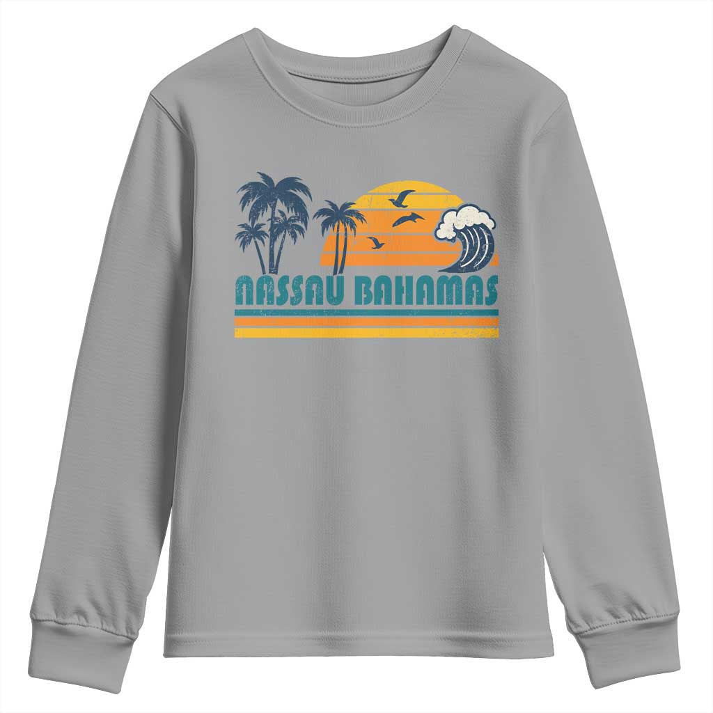 Vintage Nassau Youth Sweatshirt Bahamas Vacation Beach Summer Retro Sunset - African Pride