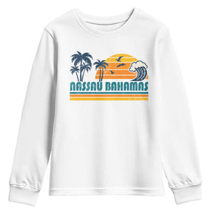 Vintage Nassau Youth Sweatshirt Bahamas Vacation Beach Summer Retro Sunset - African Pride