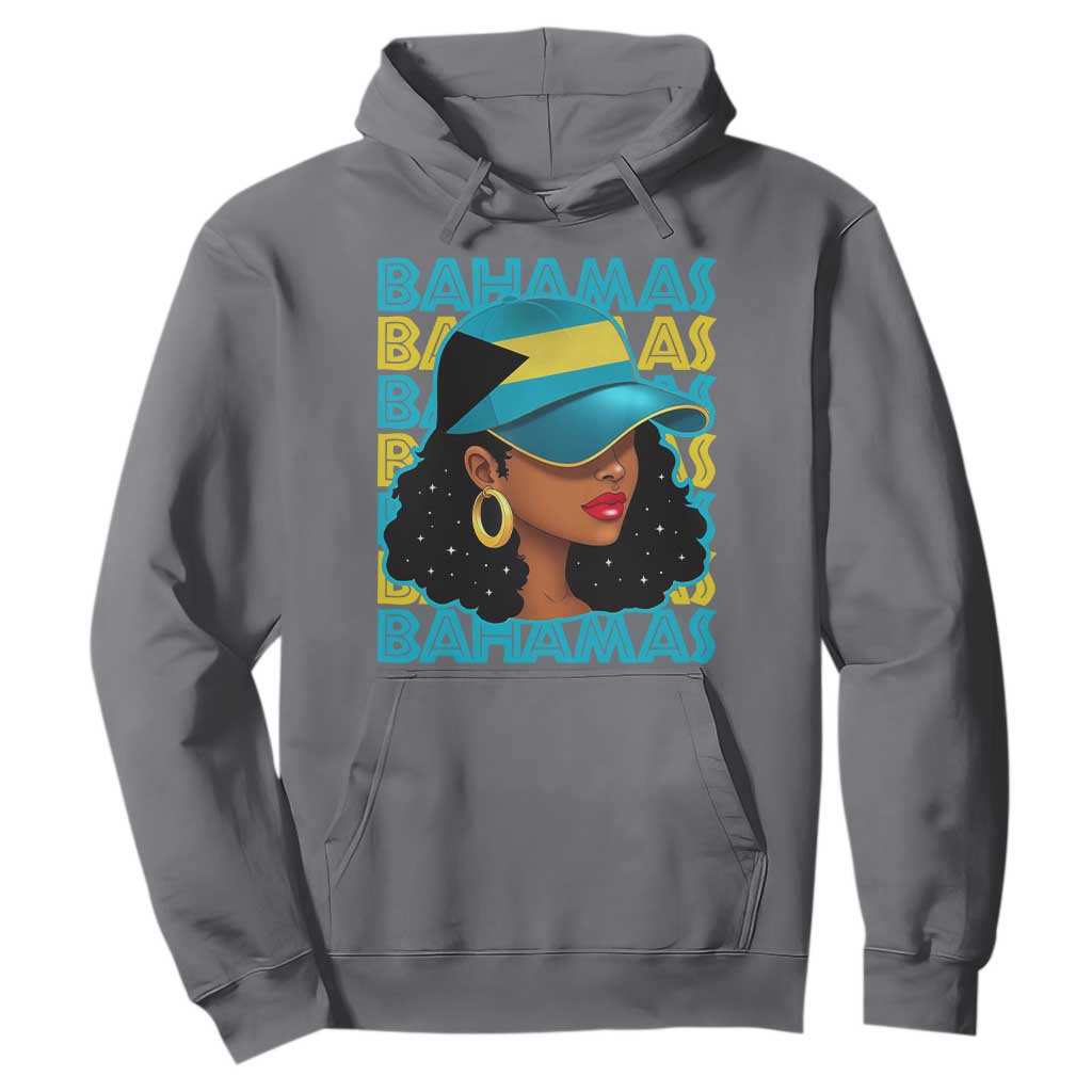 Bahamian Girl Hoodie Melanin Afro Messy Bun Black Woman Bahamas Flag - African Pride