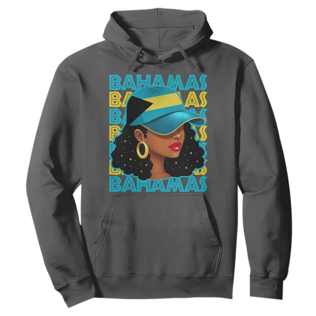 Bahamian Girl Hoodie Melanin Afro Messy Bun Black Woman Bahamas Flag - African Pride