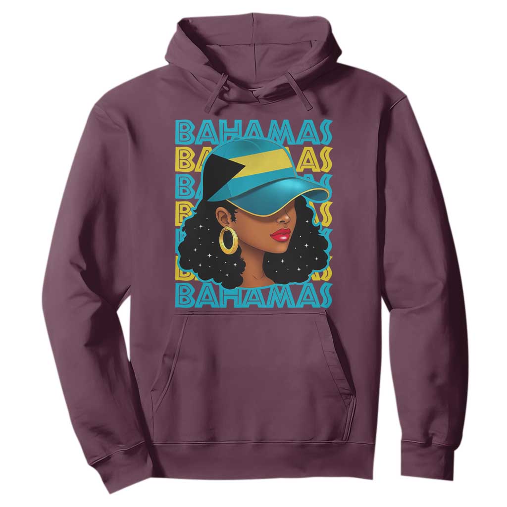 Bahamian Girl Hoodie Melanin Afro Messy Bun Black Woman Bahamas Flag - African Pride