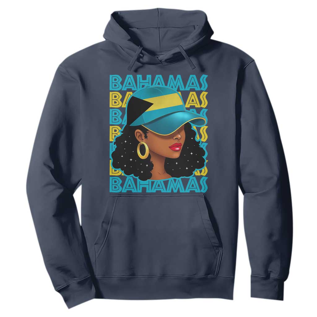 Bahamian Girl Hoodie Melanin Afro Messy Bun Black Woman Bahamas Flag - African Pride