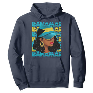 Bahamian Girl Hoodie Melanin Afro Messy Bun Black Woman Bahamas Flag - African Pride