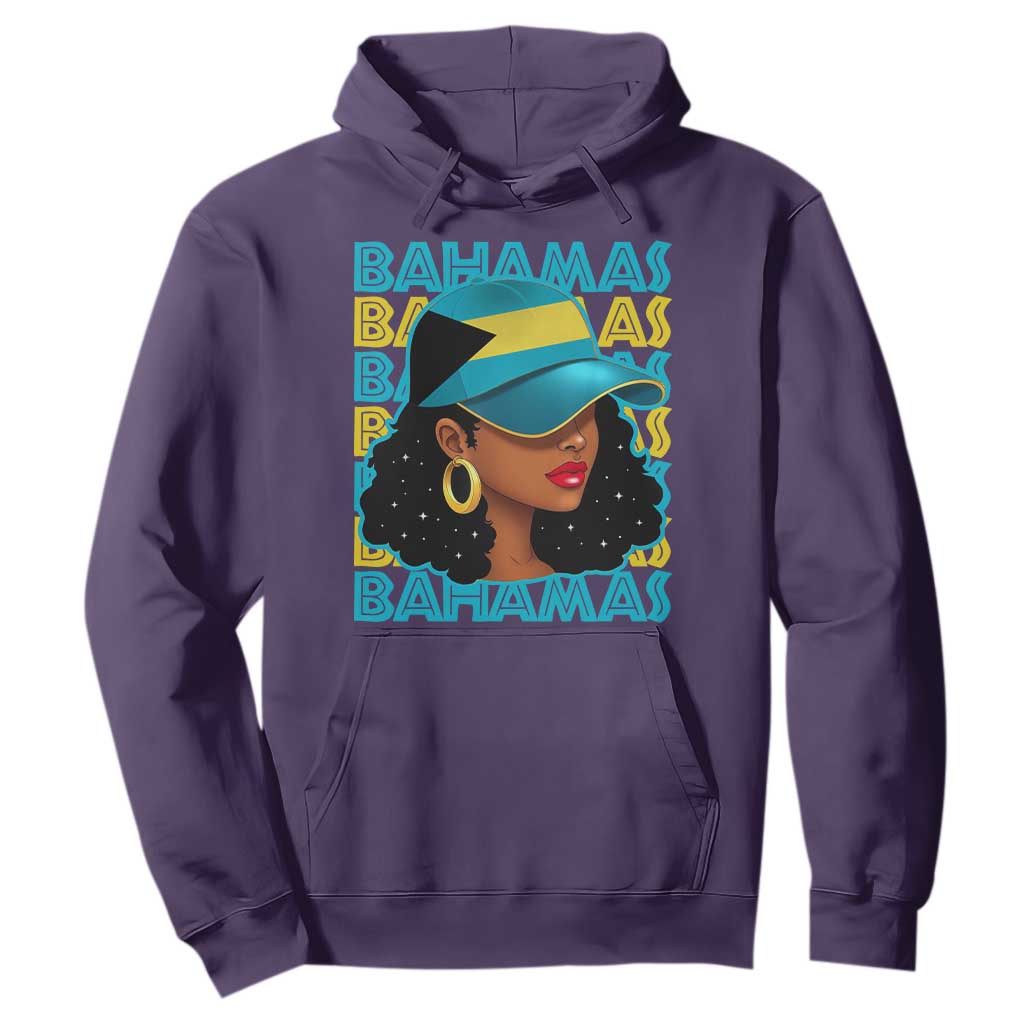 Bahamian Girl Hoodie Melanin Afro Messy Bun Black Woman Bahamas Flag - African Pride