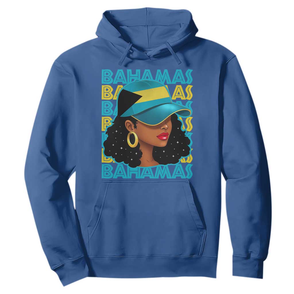 Bahamian Girl Hoodie Melanin Afro Messy Bun Black Woman Bahamas Flag - African Pride