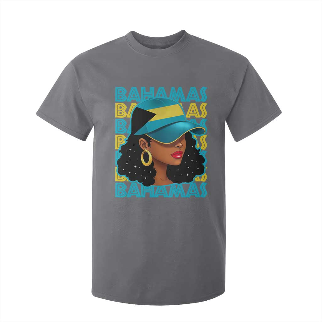 Bahamian Girl T Shirt For Kid Melanin Afro Messy Bun Black Woman Bahamas Flag - African Pride