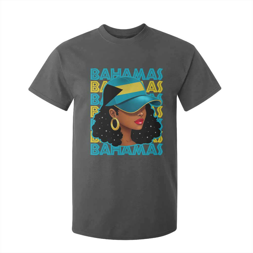 Bahamian Girl T Shirt For Kid Melanin Afro Messy Bun Black Woman Bahamas Flag - African Pride