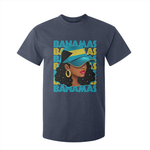 Bahamian Girl T Shirt For Kid Melanin Afro Messy Bun Black Woman Bahamas Flag - African Pride