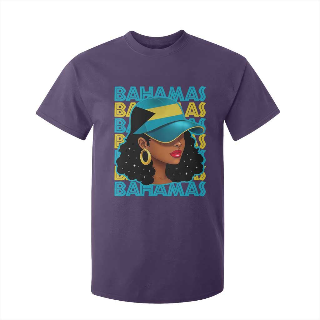 Bahamian Girl T Shirt For Kid Melanin Afro Messy Bun Black Woman Bahamas Flag - African Pride