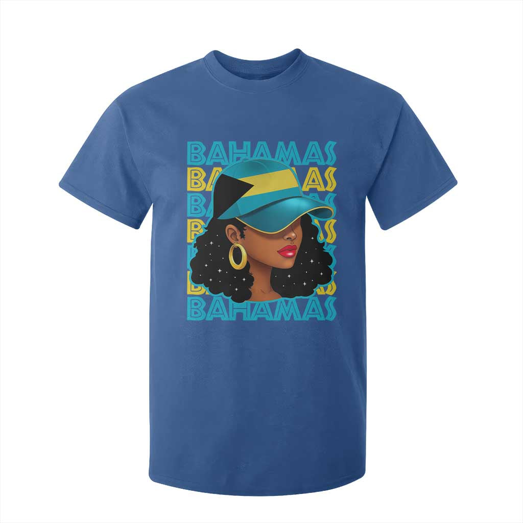 Bahamian Girl T Shirt For Kid Melanin Afro Messy Bun Black Woman Bahamas Flag - African Pride