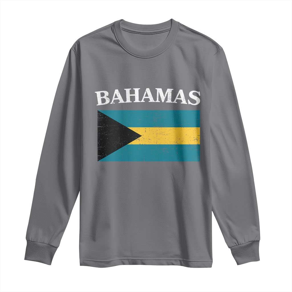 Bahamas Flag Long Sleeve Shirt Retro Vintage Bahamian Gifts - African Pride